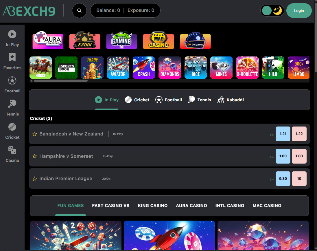 Abex9 India - official website for Indian players. Full review about bookmaker.